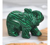 HXSCOO 1PCS Elephant Statue Figurine Natural Crystal Amethyst Rose Quartz jasper Animals Stone Carved Feng Shui Home Office Craft Decor (Color : Malachite Turquoise, Size : 1.5 Inch)
