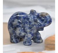 HXSCOO 1PCS Elephant Statue Figurine Natural Crystal Amethyst Rose Quartz jasper Animals Stone Carved Feng Shui Home Office Craft Decor (Color : Blue Spot Jade, Size : 1.5 Inch)