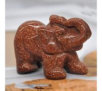 HXSCOO 1PCS Elephant Statue Figurine Natural Crystal Amethyst Rose Quartz jasper Animals Stone Carved Feng Shui Home Office Craft Decor (Color : Red Goldstone Sand, Size : 1.5 Inch)