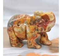 HXSCOO 1PCS Elephant Statue Figurine Natural Crystal Amethyst Rose Quartz jasper Animals Stone Carved Feng Shui Home Office Craft Decor (Color : Crazy Agate, Size : 1.5 Inch)