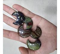 HXSCOO 30MM Moon Shaped Statue Natural Crystal Stone Colorfull Meditation Healing Reiki Gemstone Gift Collection Home Decoration (Color : Dragon Blood Jasper, Size : 1pc)