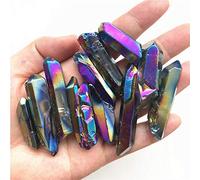 HXSCOO 50g Rainbow Titanium Aura Lemurian Seed Quartz Crystal Stones Point Specimen Quartz Crystals