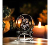 HXSCOO 60mm 3D Engraved Crystal Decoration Ball Lily Flower Statue Collection Glass Decoration Keepsake Christmas Anniversary