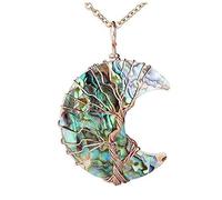 HXSCOO 7 Chakras Necklace Natural Moons Crystal Stone Natural Healing Reiki Quartz Pendant Chain Necklace (Color : Abalone Shell)