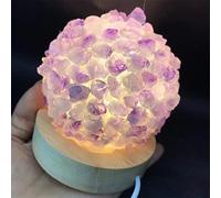 HXSCOO Creative Natural Amethyst Night Light Table Lamp Healing Crystals Energy Ornaments Bedroom Decor Gifts (Size : 80x80mm)