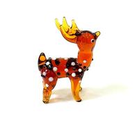 HXSCOO Cute Christmas Deer Glass Figurine Xmas Home Decor Craft Ornament Display Table Reindeer Elk Animal Miniatures Kids Gifts (Color : Chocolate, Size : About 5x4cm)