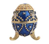 HXSCOO Egg Style Decorative Enameled Trinket Box W/Hinged Classic Russian Collectibles Easter Day Gift Present (Color : Blue)