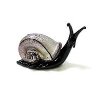 HXSCOO Glass Snail Mini Figurines Silver Foil Craft Ornaments Cute Animal Collection Home Garden Decor Festival Gifts For Kids (Color : Schwarz, Size : About 7cm)