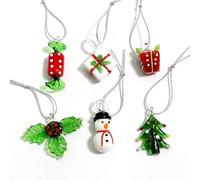 HXSCOO Mini Handmade Glass Christmas Tree Art Figurines Ornaments Colorful High Grade Cute Pendant Xmas Hanging Decor Charm Accessories (Color : Burgundy, Size : About 3cm)