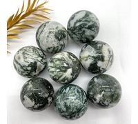 HXSCOO Natural Moss Agate Quartz Sphere Ball Stones Crystal Reiki Healing Meditation Polished Decor Stones Healing (Size : 2pcs)