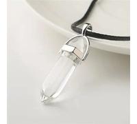 HXSCOO Natural Quartz Chakra Crystal Healing Point Cut Gemstone Amethyst Agate Pendant Yoga Reiki DIY Necklace Souvenir Jewelry (Color : Clear, Size : With String)