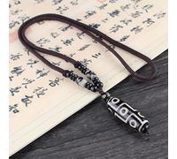 HXSCOO Tibetan Beads Nine Eye Black And White Color Natural Dzi Necklace For Men And Women (Color : 2)