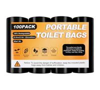 HXSEMAYIG 100 Portable Toilet Bags, Camping Toilet Bags,Toilet Replacement Bags, Biodegradable Porta Potty Bags, Toilet Waste Bags for 5 Gallon Bucket Toilet