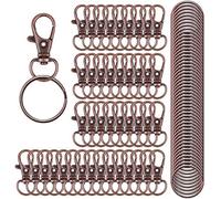 HXSEMAYIG 100PCS Keychain Hooks with Key Rings Metal Swivel Lobster Claw Clasps, for Keychain Clip Lanyard, Jewelry Making, Crafts