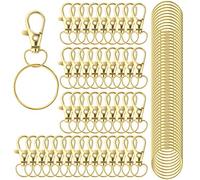 HXSEMAYIG 100PCS Keychain Hooks with Key Rings，Metal Swivel Lobster Claw Clasps, for Keychain Clip Lanyard, Jewelry Making, Crafts