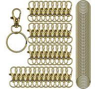HXSEMAYIG 100PCS Keychain Hooks with Key Rings,.Metal Swivel Lobster Claw Clasps, for Keychain Clip Lanyard, Jewelry Making, Crafts (Green Bronze)