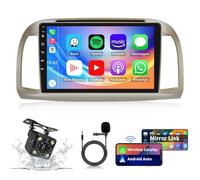 HXSQcar 4-Core 5G-WiFi [4G+64G] Android 13 Car Radio with Sat Nav for Ni-ssan Micra 3 K12 2002-2009, Double DIN Car Radio with Carplay Android Car, 9 Inch Screen RDS/FM and USB+Reversing Camera