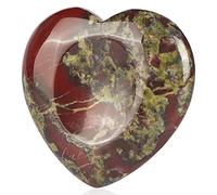 Hxswkk 1.6inches Heart Stone Dragon Blood Stone Thumb Worry Stones for Anxiety Palm Stone Heart Rocks Hand Carved Therapy Chakra Pocket Gemstone Home Decor Gifts