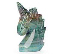 Hxswkk 2" Ocean Jasper Crystal Unicorn Figurines Horse Gifts Gemstone for Office Home Decor Gift for Halloween Christmas Birthday