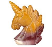 Hxswkk 2" Unicorn Crystal Figurine for Girl Gifts, Handmade Fluorite Blowing for Home Decor, Hand Carved Gem Unicorn Animal Carvings Stone Sculpture Craft (Mookaite Crystal, 2 Inches)