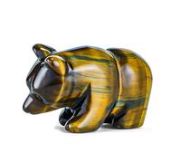 Hxswkk 2" Yellow Tiger Eye Crystal Bear Figurine Gifts for Hand Carved, Gemstone for Office Bear Statues Home Decor