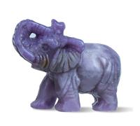 Hxswkk Crystal Elephant Decor Purple Stone Elephant Statues Home Decor Healing Stones Lepidolite Elephant Figurine Decorations for Home 2"