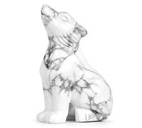 Hxswkk Howlite Crystal Wolf Statue 2" for Home and Office Decoration - Healing Gemstone Sculpture, Collectible Animal