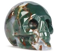 Hxswkk Ocean Jasper Crystal Skull Statue - 2" Crystal Stone Skull Head Statue for Halloween Decor, Gift, Home Decor