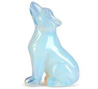 Hxswkk Opalite 2" Crystal Wolf Statue Wolf Figurine for Home Decor, Office - Healing Stone Gemstone Sculpture - Collectible Crystal Animal Figurine