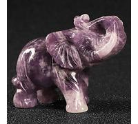 Hxswkk Purple Lepidolite Crystal Elephant Ornaments Gifts 2", Carved Good Luck Elephant Statue Gemstone Collectibles Crystals Healing for Mental Health Brain Power Feng Shui Home Office Decor