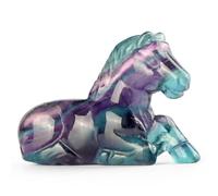 Hxswkk Rainbow Fluorite Crystal Horse Figurines, Animal Carvings Statue Ornament Meditation Gift,Hand-Carved Healing Energy Gemstones for Table/Living Room Home Office Decor