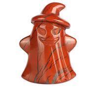 Hxswkk Red Jasper Crystal Witch Figurine Gift 1.5" Halloween Ornaments Reiki Witch Statue Stuff Healing Crystals Gemstone Sculpture for Office Home Halloween Decor Gifts