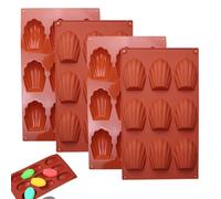 HXSYKJDM 4Pcs Madeleines Baking Tray, 9 Cavity Silicone Madeleine Moulds, Silicone Baking Mold for Madeleine, Shells Shape Non-Stick Madeline Tins for Baking