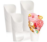 HXSYKJDM 50Pcs French Fries Holder, 14oz Paper French Fry Cups, Disposable Kraft Paper French Fries Cup Frozen Dessert Supplies Charcuterie Cups for Party