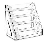 HXSYKJDM Acrylic Display Stand - Clear Step Card Stand (5-Tier) | Transparent Riser Shelf for Trading Cards, Funko Pop, Perfume, Collectibles