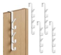 HXSYKJDM Over Door Hanger 4 Pack - White Over The Door Coat Hooks, No Drilling Door Hook Rack for Hanging Towels, Robes, Bags, 30x4.5cm Carbon Steel