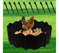 Hxszk Pro 44" Chicken Dust Bath Container & Tub Kit | 20 DIY Panels + 10 Stakes | Customizable Dust Bath for Chickens, 5.5" High, Black (1 Pack)