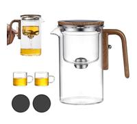 HXSZWJJ Tea Witchcraft Teapot with Coasters, Tea Pot - Enchantipot Tea Pot, Enchantea Teapot, Tea Pot, Magic Teapot with Infuser, Water Separation Glass Teapot(Transparent,520ml+2cups)
