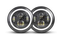 HXVGEGKPYK 2Psc For Hummer H1 H2 Universal Car 7 Inch LED Headlight H4 Hi-Lo With Halo 4x4 Headlamp Assembly Front Lamp Assembly Headlight Assembly(45w halo light black)