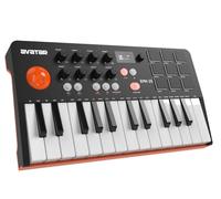 HXW Portable Bluetooth MIDI Keyboard Controller, With 25 Key, 9 Backlit Beat Pads, OLED Display, 8 Knobs, Software Included, USB Powered/Battery Operation