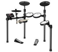HXW SD61-4 Electric Drum Set Compact Electronic Drum Kit With Mesh Heads, 200+ Sounds, Support USB-Midi, Super Solid Rack, Drum Key & Drum Sticks Included