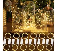 HXWEIYE 12 Pack LED Fairy Lights Battery Operated, 7ft 20LED Warm White Mini Fairy String Light Mason Jar Lights, Waterproof Firefly Starry Light Indoor Outdoor