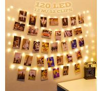 HXWEIYE 120LEDs Photo Clips String Light, 40Ft USB, 8 Modes & Timer