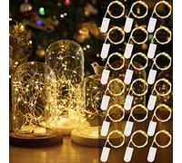 HXWEIYE 18 Pack Fairy Lights Battery Operated, 7ft 20LED Warm White Led Mini String Mason Jar Light, Waterproof Firefly Starry Lights for Mason Jars Indoor Outdoor Wedding Party Crafts DIY
