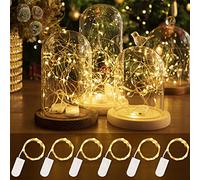 HXWEIYE 6 Pack LED Fairy Lights Battery Operated, 7ft 20LED | Mini Twinkle String Light, Waterproof, Firefly Starry Light Indoor Outdoor Mason Jar Wedding Party Crafts DIY, Warm White