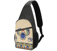 Hxwokrum Chest Bag, Egyptian Scarab Sling Bag, Crossbody Bag Casual Daypack for Men Women