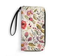Hxwokrum Leather Wallet, Watercolor Poppies FlowersWallet, with Rope, Small Size and Large Capacity, Easy to Carry