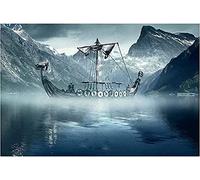 HXXCB 5D DIY Diamond Painting by Numbers Kits,Full Diamond Painting Crystal Embroidery for Adults Rhinestone Art for Wall Home Decoration 30X40Cm Viking Long Boat
