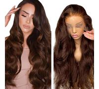 Hxxcoup Body Wave Human Hair Wig #4 Chocolate Brown 13 x 4 Lace Front Real Hair Wig Women's Glueless Wear and Go Blenched Knots with Baby Hair for Woman Minimal Smell 18 Inches / 45.7 cm