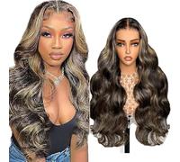 Hxxcoup Body Wave Wig Human Hair Wig Lace Closure Wig 13x4 Lace Wig with Natural Hairline P1B/27 Highlight Blonde Color Wear and Go Glueless Wig Brazilian Remy Hair No Smell for Woman 16 Inch